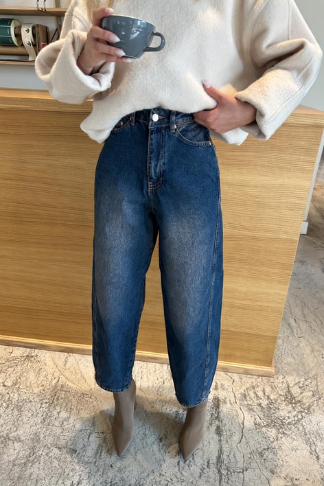 Acıd Wash Ballon Jean Mavi