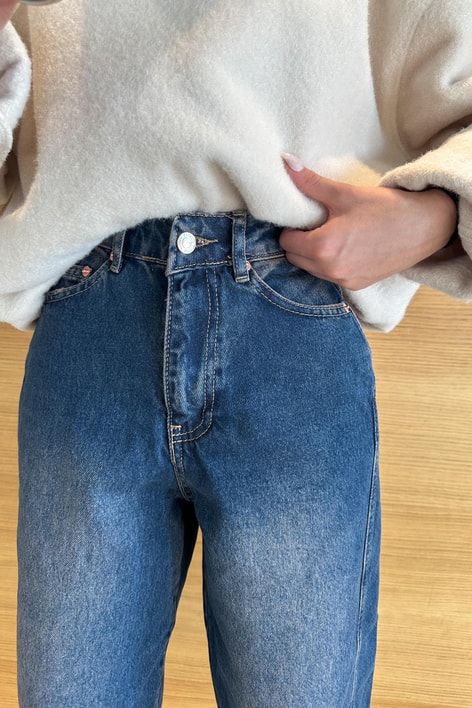 Acıd Wash Ballon Jean Mavi