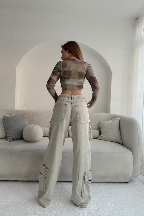 Baggy Cargo Jean Yeşil