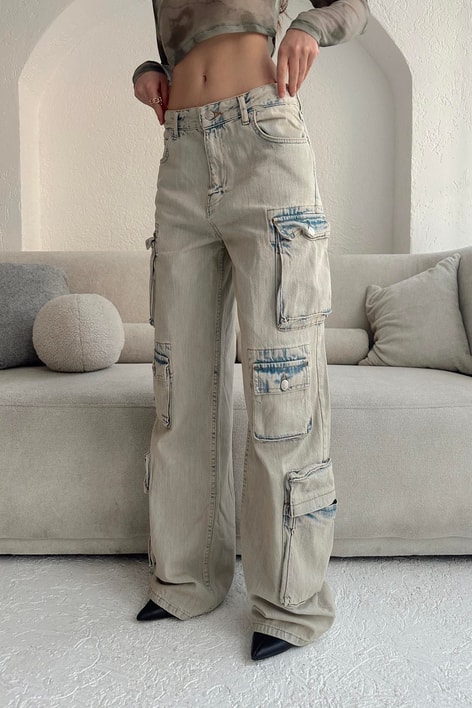 Baggy Cargo Jean Yeşil