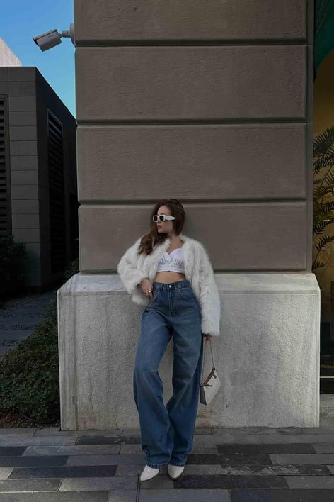 Dikiş Detay Rock Jean Mavi