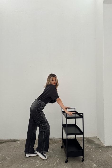 Elastik Bel Kargo Jean Füme