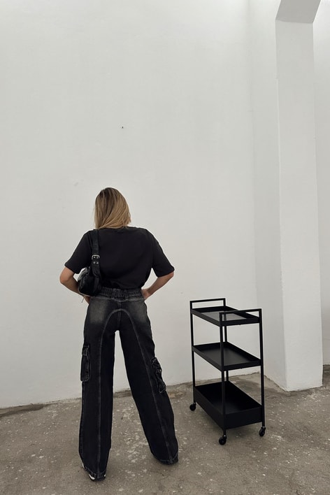 Elastik Bel Kargo Jean Füme