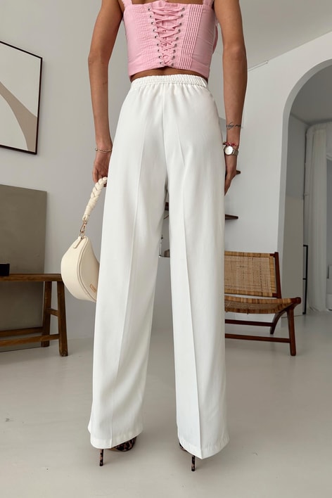 Gold Düğmeli Pantolon Krem