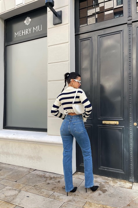 İki Düğme Palazzo Jean Mavi