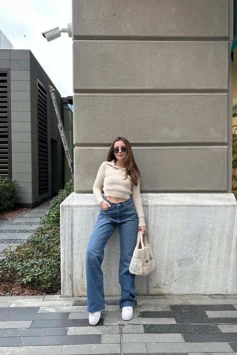 Kesik Paça Premium Palazzo Jean Koyu Mavi