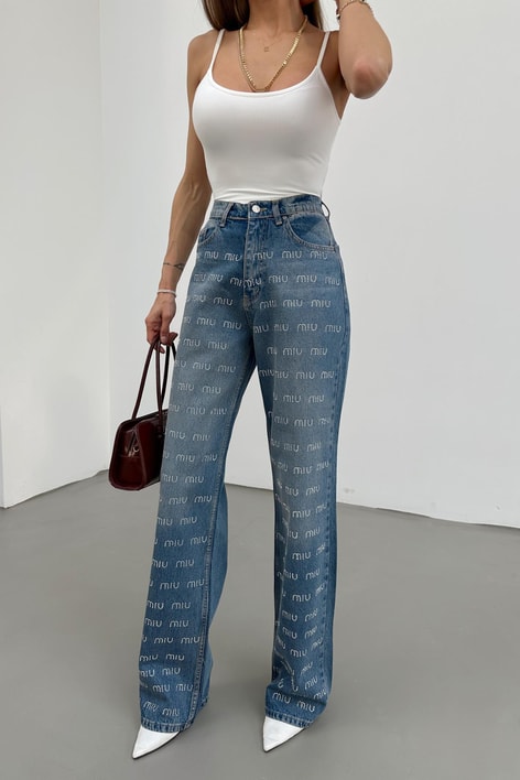 Miu Dökümlü Palazzo Jean Mavi