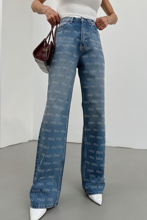 Miu Dökümlü Palazzo Jean Mavi
