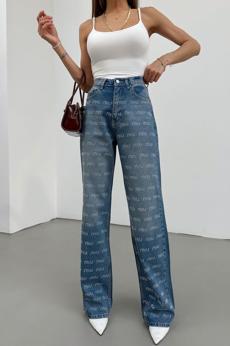 Miu Dökümlü Palazzo Jean Mavi