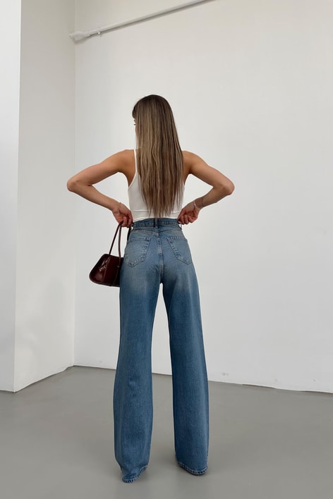 Miu Dökümlü Palazzo Jean Mavi