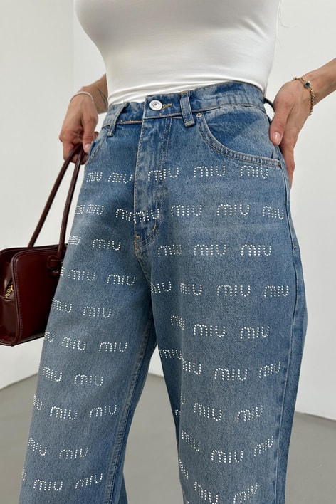 Miu Dökümlü Palazzo Jean Mavi