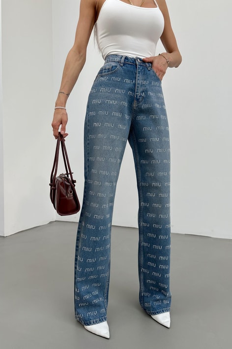 Miu Dökümlü Palazzo Jean Mavi