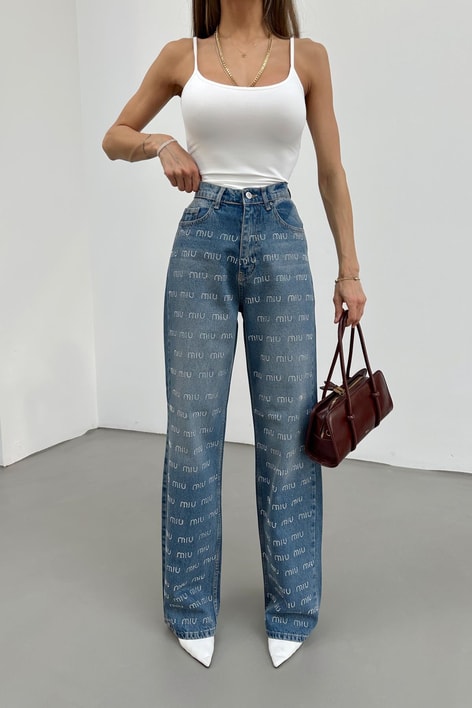 Miu Dökümlü Palazzo Jean Mavi