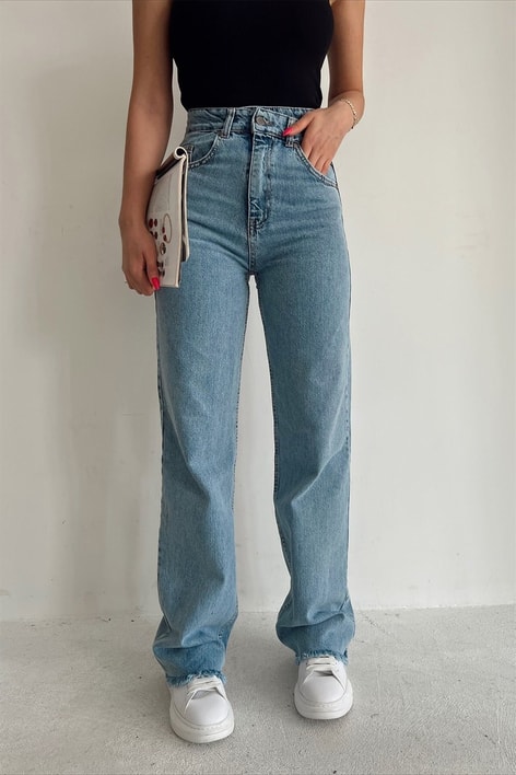 Paçası Püsküllü Jean Mavi