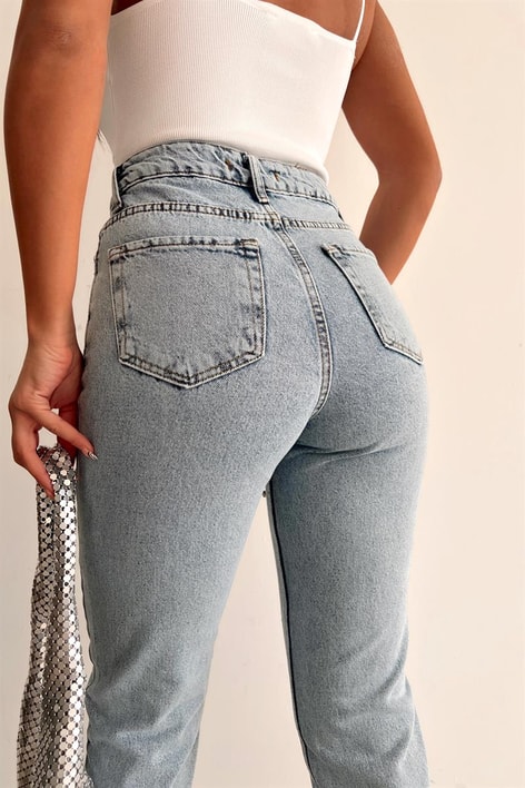 Parlak Taşlı Clary Jean Mavi