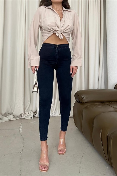 Skinny Yüksek Bel Jean Lacivert