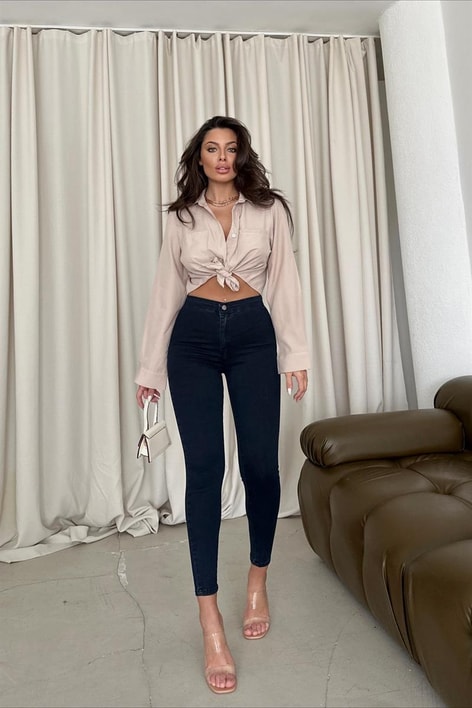 Skinny Yüksek Bel Jean Lacivert