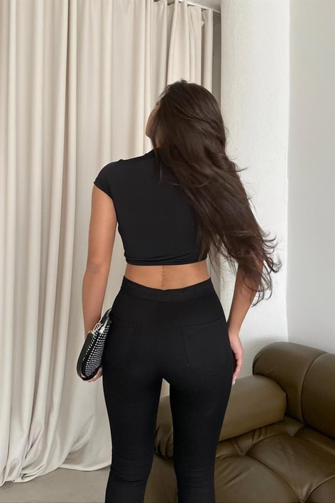 Skinny Yüksek Bel Jean Siyah