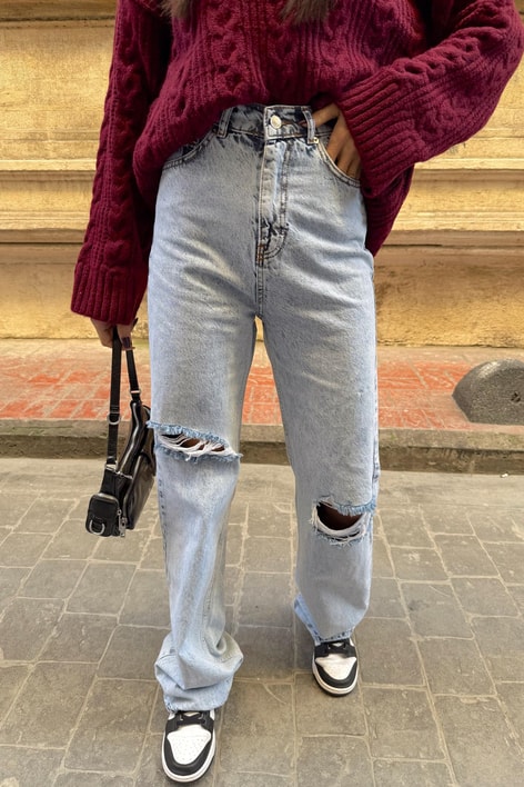 Split Jean Buz Mavi