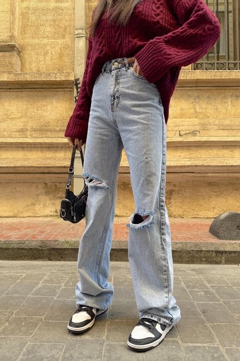 Split Jean Buz Mavi