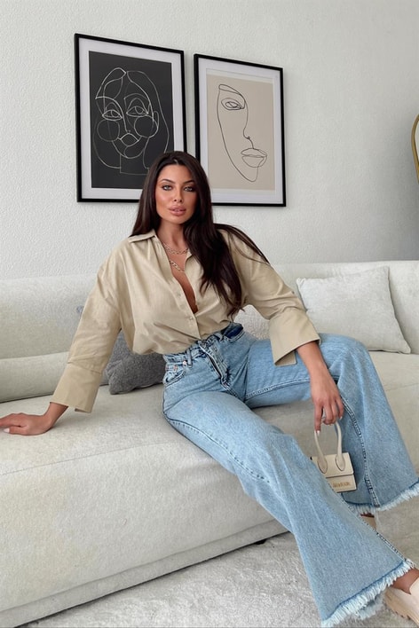 Wide Leg Highwaist Jean Buz Mavi