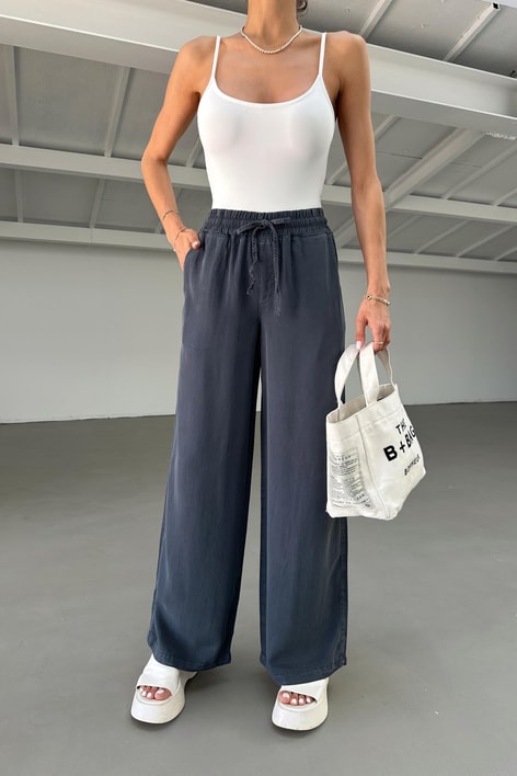 Wide Leg Tensel Kumaş Pantolon Antrasit