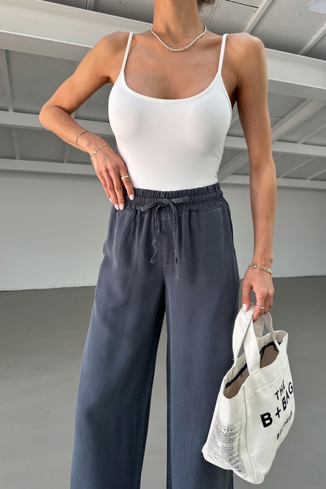 Wide Leg Tensel Kumaş Pantolon Antrasit