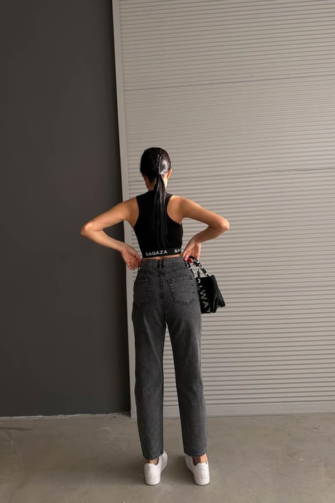 Yıkamalı Boyfriend Jean Füme