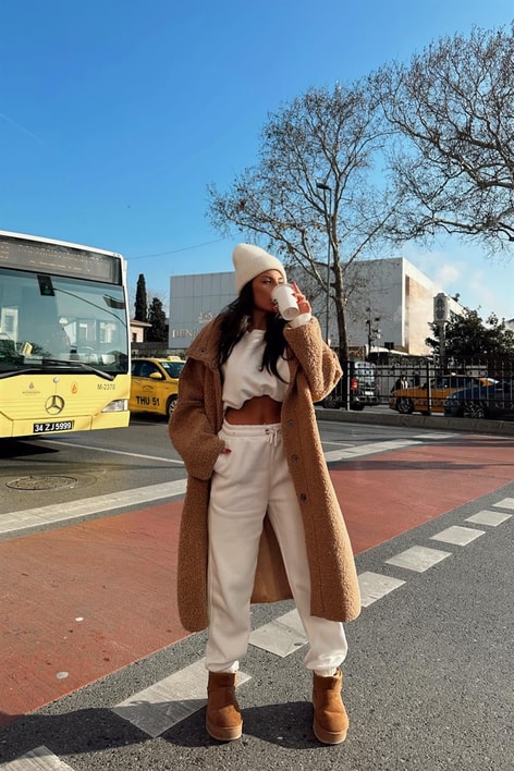 Cep Detay Çıtçıtlı Teddy Kaban Camel