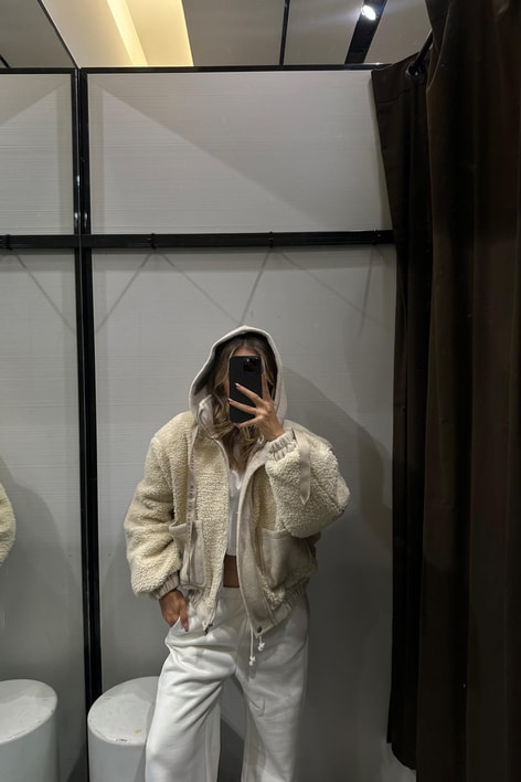 Mındset Teddy Kapüşonlu Mont Bej