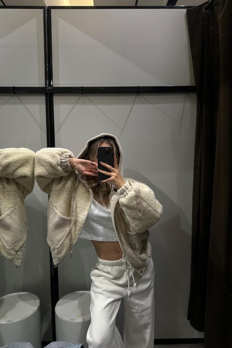 Mındset Teddy Kapüşonlu Mont Bej