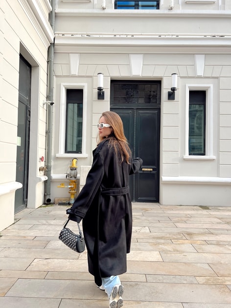 Omuz Apoletli Kaban Siyah