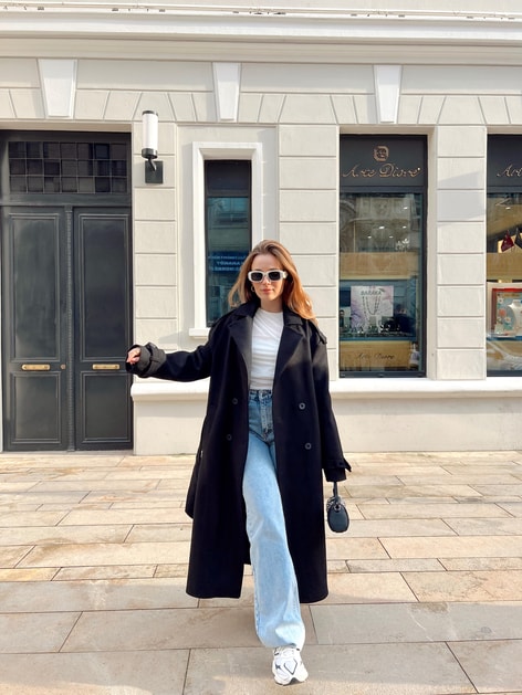 Omuz Apoletli Kaban Siyah