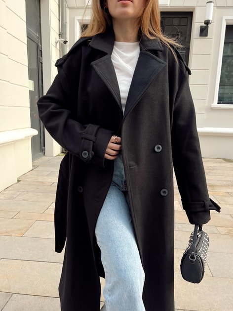 Omuz Apoletli Kaban Siyah