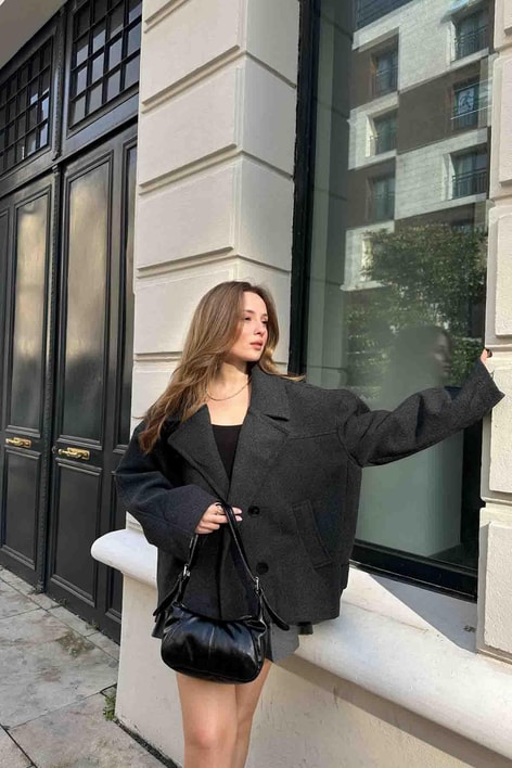 Oversize Kısa Kaban Antrasit
