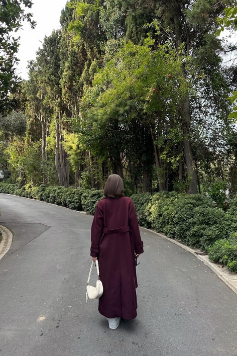 Premium Kaşe Kaban Mürdüm