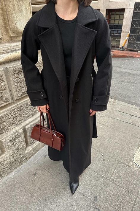 Premium Kaşe Kaban Siyah