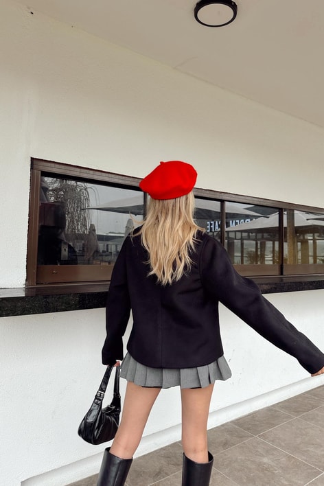 Premium Tüylü Kısa Kaban Siyah