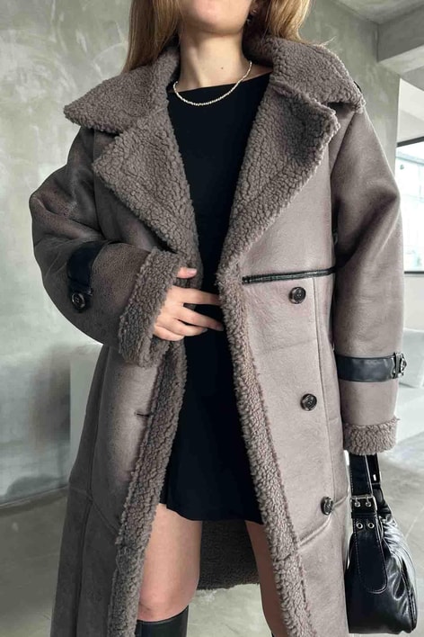 Snow Düğmeli Kaban Vizon