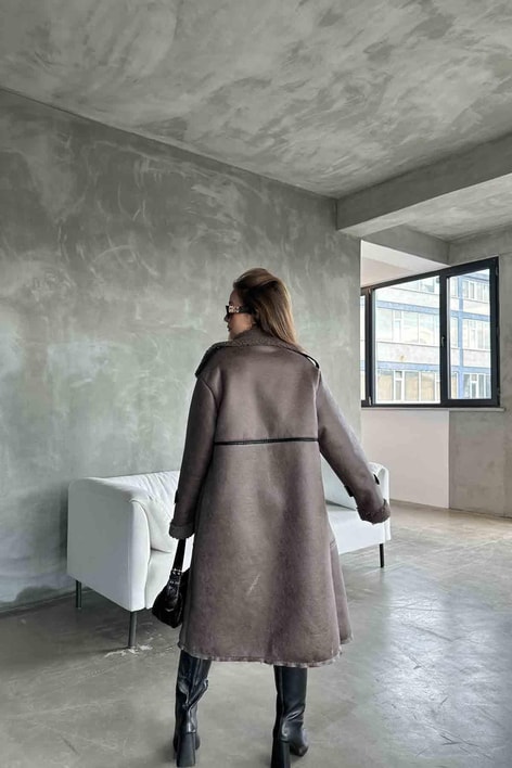 Snow Düğmeli Kaban Vizon