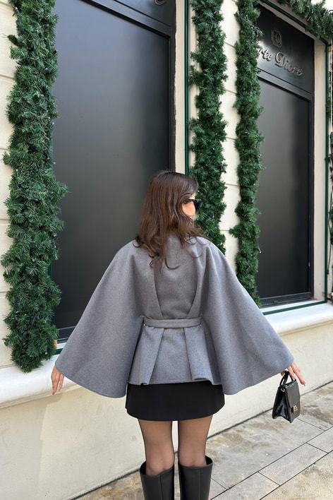 Zikzak Kuşaklı Panço Antrasit