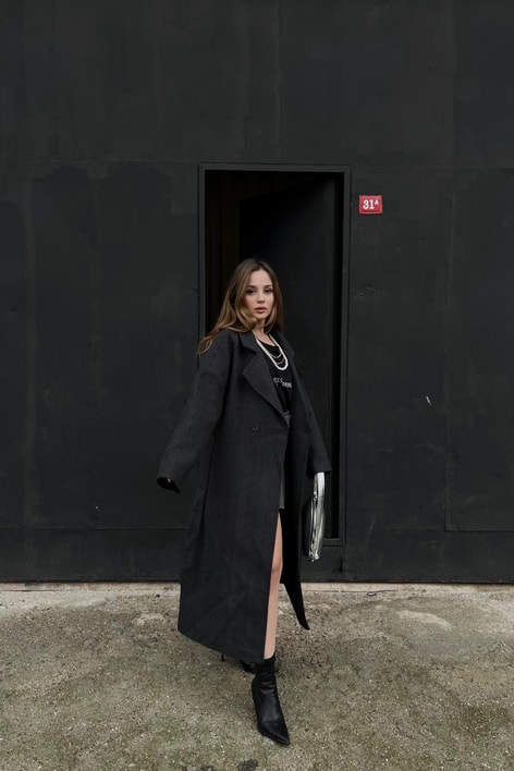 Zikzak Oversize Maxi Kaban Antrasit