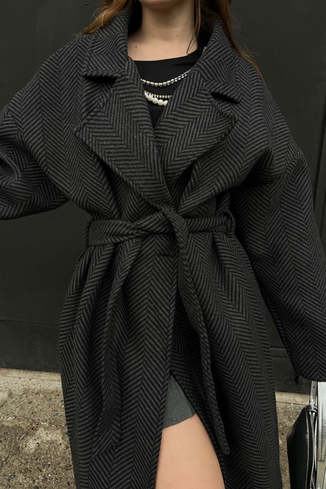 Zikzak Oversize Maxi Kaban Antrasit