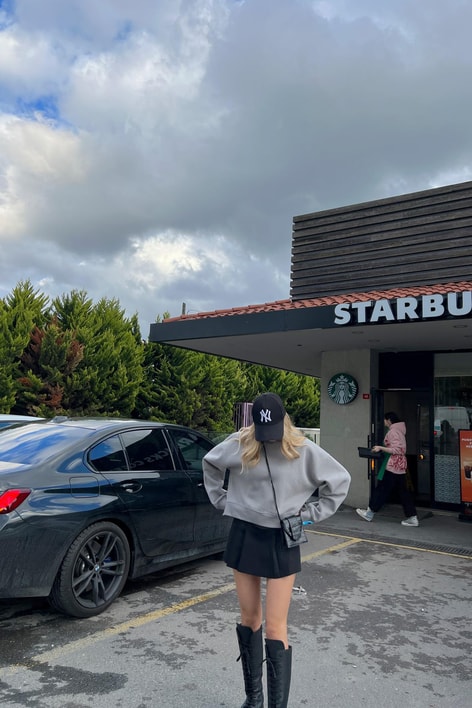 Kapüşonlu Crop Sweatshirt Füme