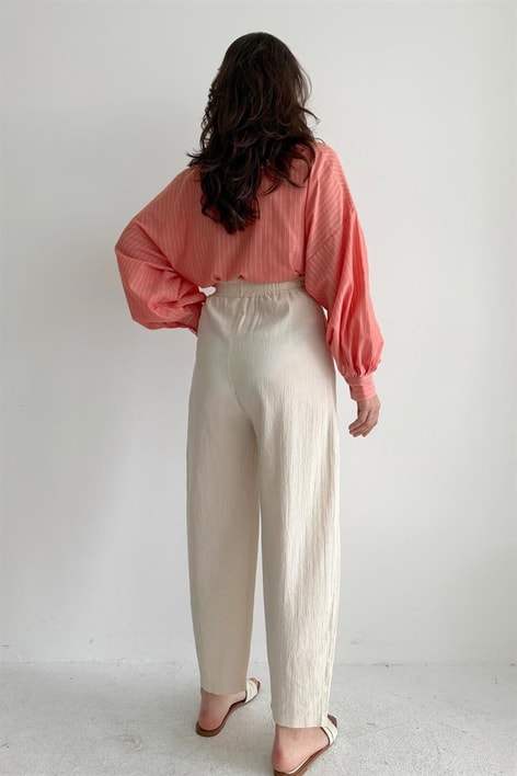 Çizgili Balon Kol Gömlek yavruağzı