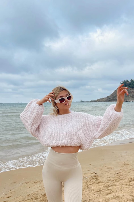 Balon Kol Kılçıl Kazak Açık Pembe