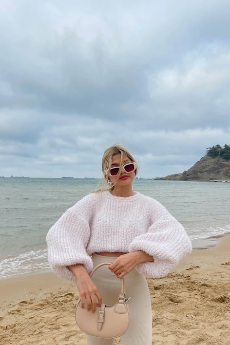 Balon Kol Kılçıl Kazak Açık Pembe