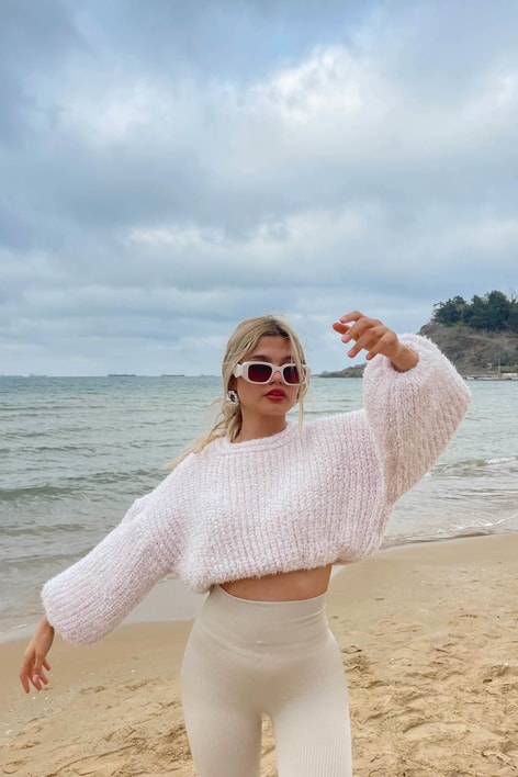 Balon Kol Kılçıl Kazak Açık Pembe