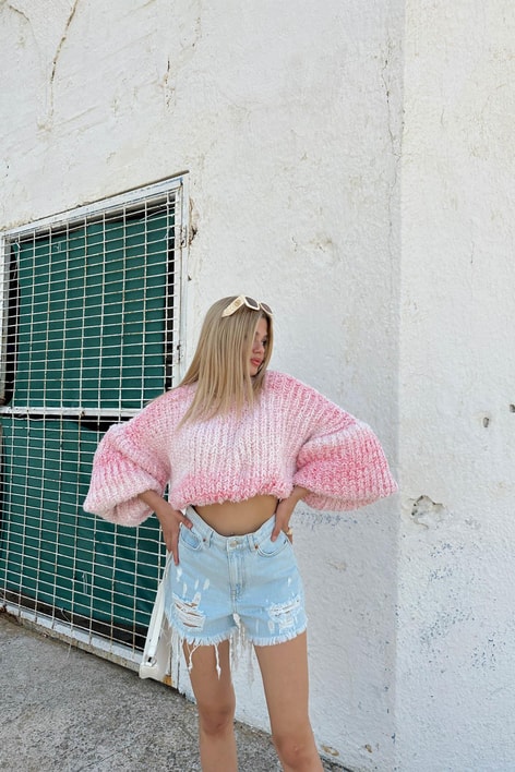 Balon Kol Kılçıl Kazak Pembe