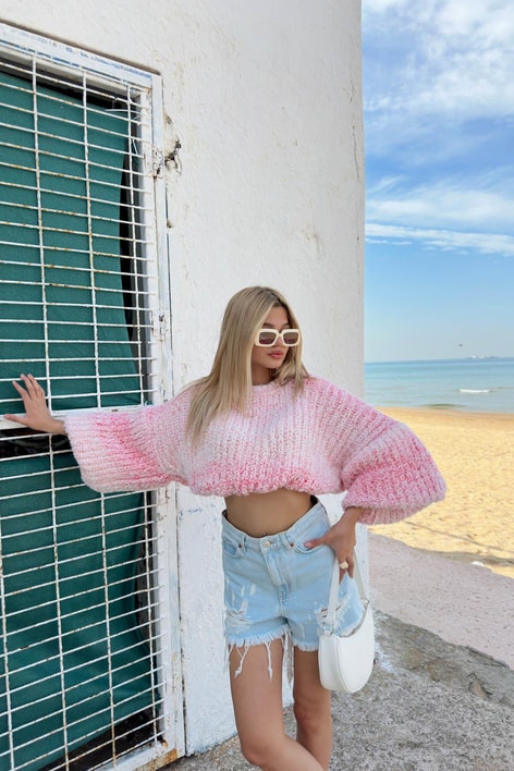 Balon Kol Kılçıl Kazak Pembe